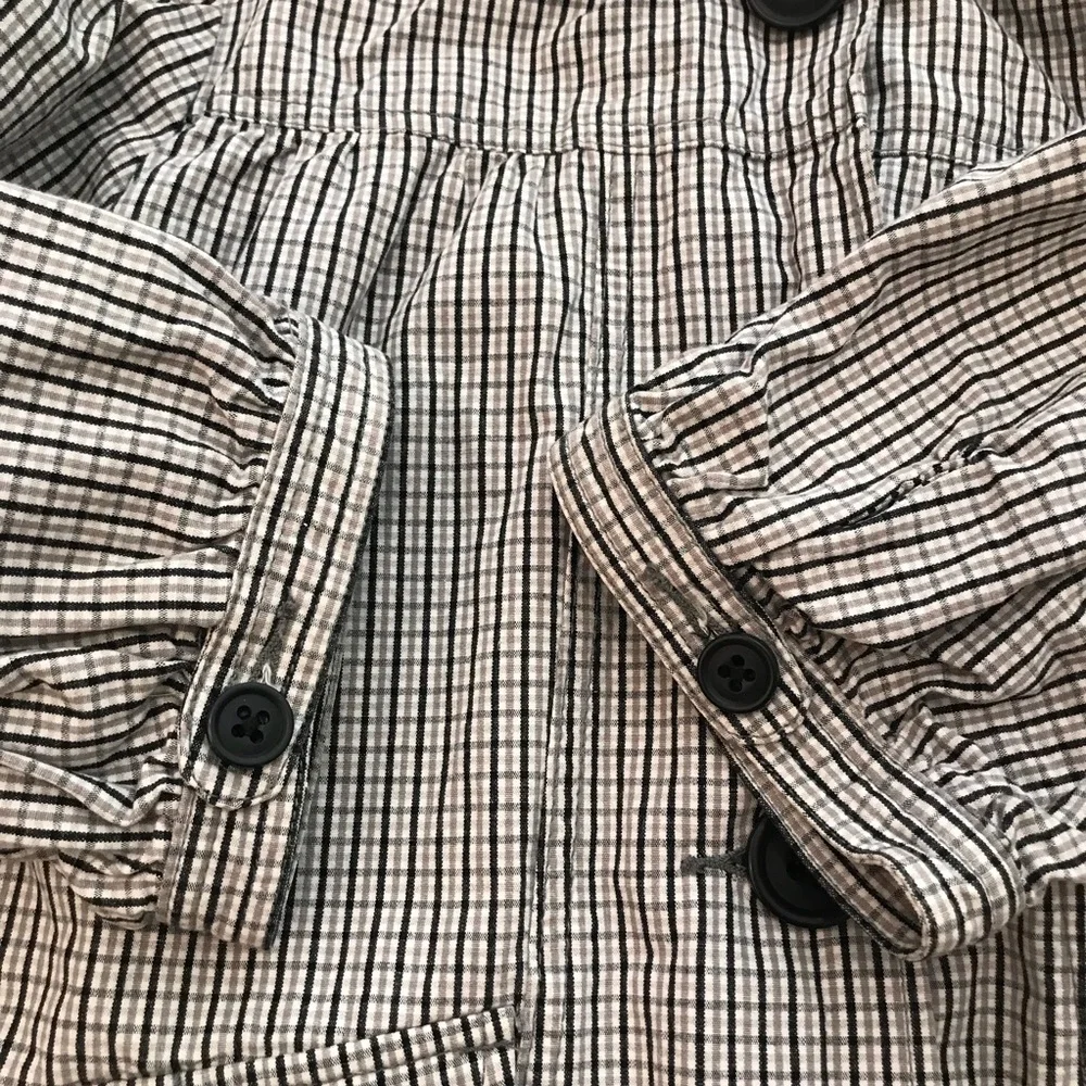 Roxy Black & White Plaid Button Front Hooded Light Spring Jacket - Picture 10 of 15